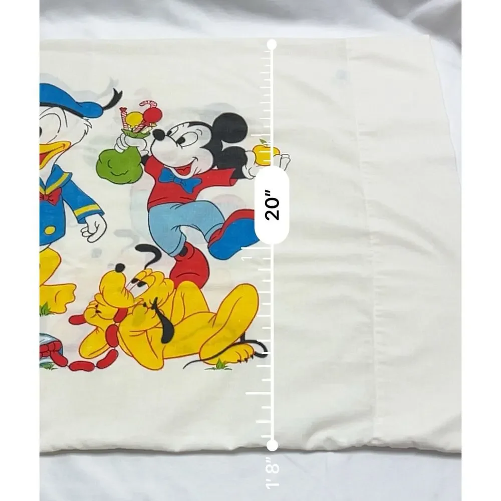 Vtg 70’s Disney Mickey Mouse & Friends On A Picnic Painting Standard Pillowcase